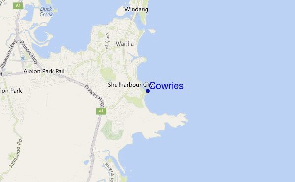 mapa de localização de Cowries