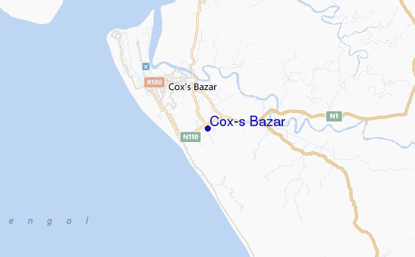 mapa de localização de Cox's Bazar