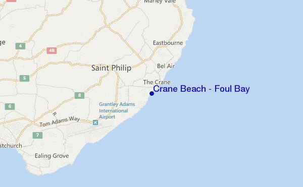 mapa de localização de Crane Beach / Foul Bay