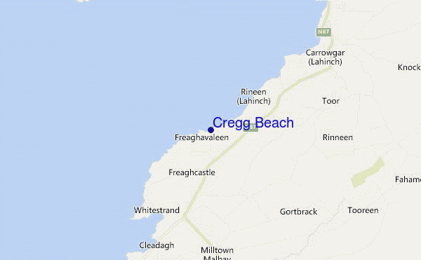 mapa de localização de Cregg Beach