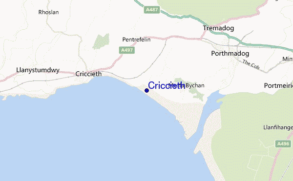 mapa de localização de Criccieth