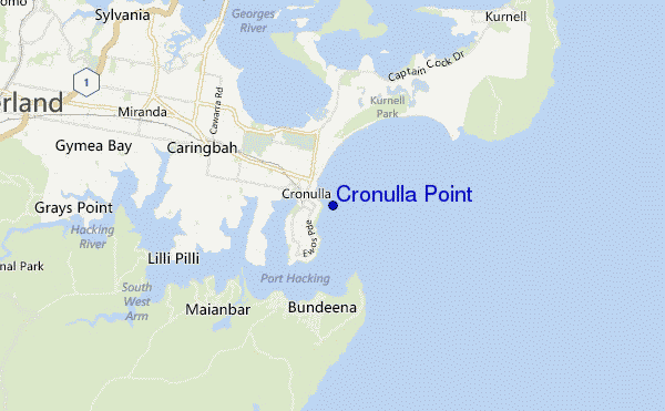 mapa de localização de Cronulla Point