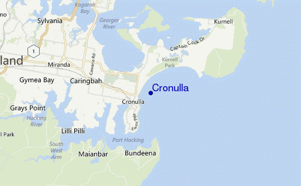 mapa de localização de Cronulla