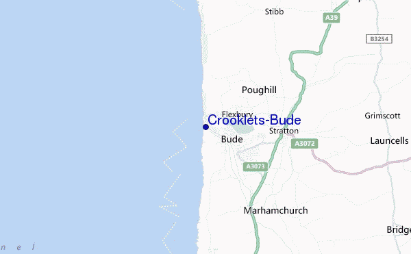 mapa de localização de Crooklets-Bude
