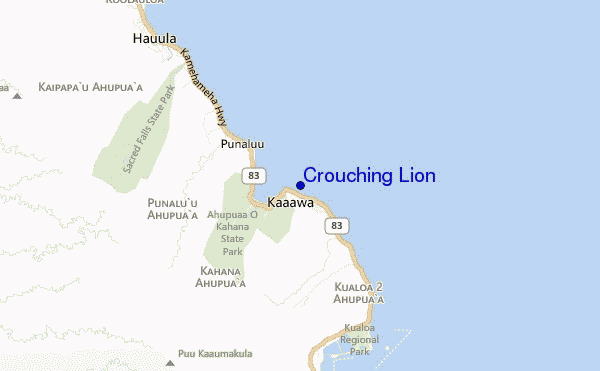 mapa de localização de Crouching Lion