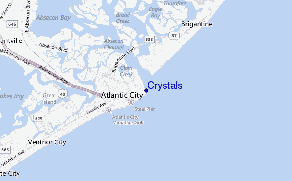 mapa de localização de Crystals