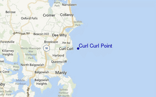 mapa de localização de Curl Curl Point
