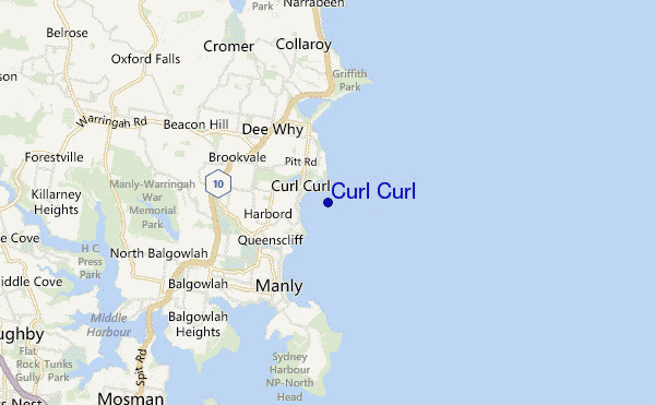 mapa de localização de Curl Curl