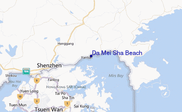 Da Mei Sha Beach Location Map