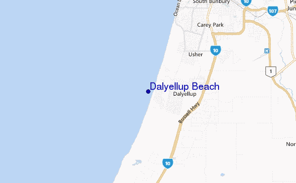mapa de localização de Dalyellup Beach