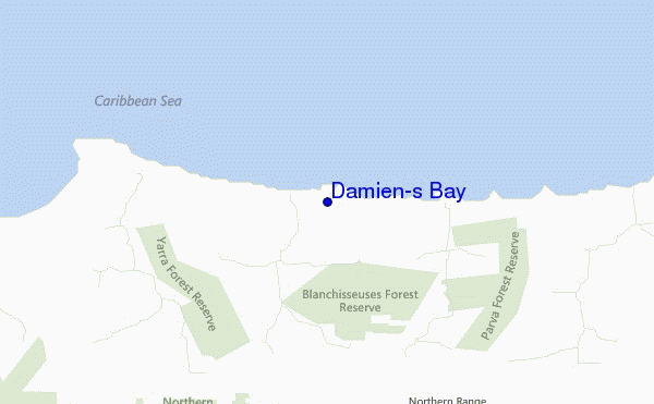 mapa de localização de Damien's Bay