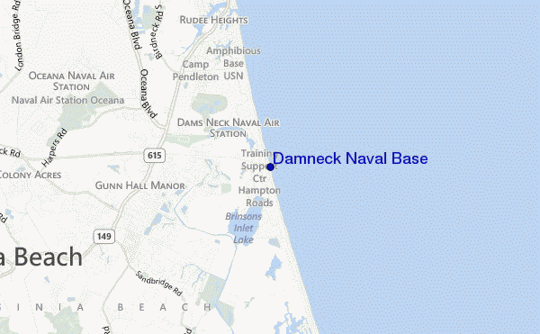 mapa de localização de Damneck Naval Base