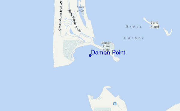 mapa de localização de Damon Point