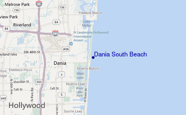 mapa de localização de Dania South Beach