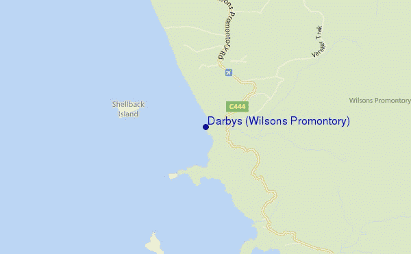 mapa de localização de Darbys (Wilsons Promontory)