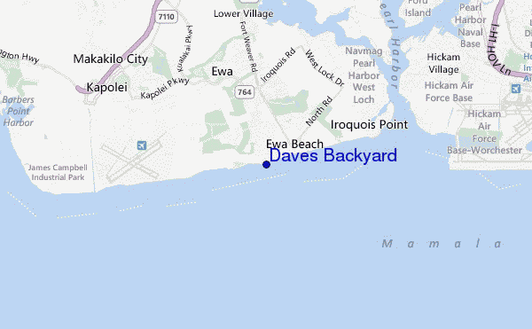 mapa de localização de Daves Backyard