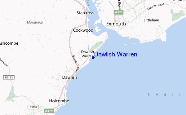 mapa de localização de Dawlish Warren