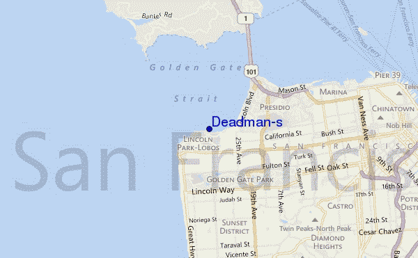 mapa de localização de Deadman's