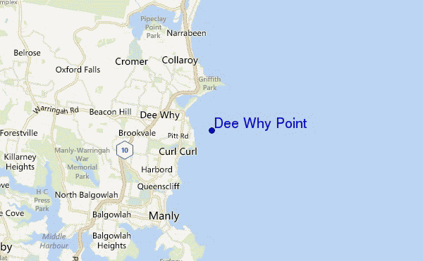 mapa de localização de Dee Why Point
