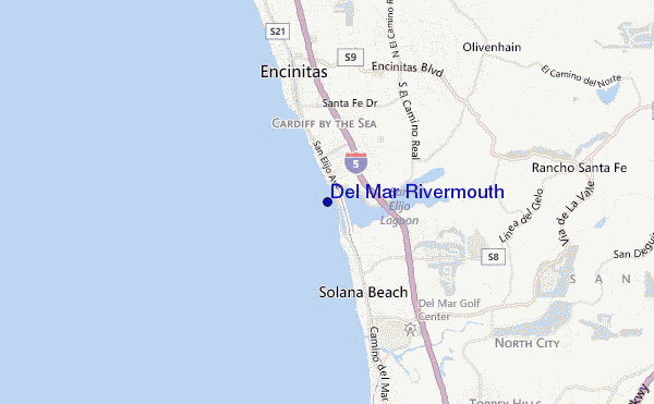 mapa de localização de Del Mar Rivermouth
