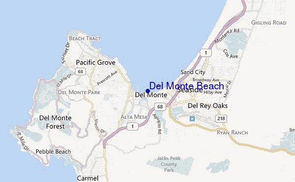 mapa de localização de Del Monte Beach