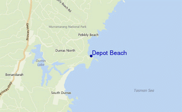 mapa de localização de Depot Beach