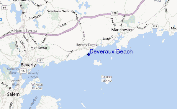 mapa de localização de Deveraux Beach