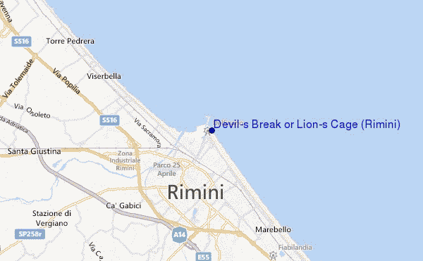 mapa de localização de Devil's Break or Lion's Cage (Rimini)