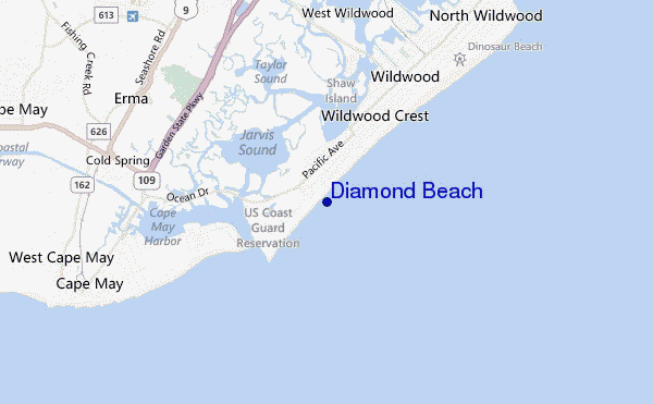 mapa de localização de Diamond Beach