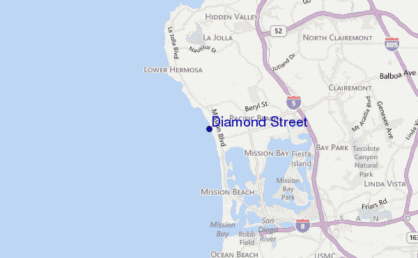 mapa de localização de Diamond Street