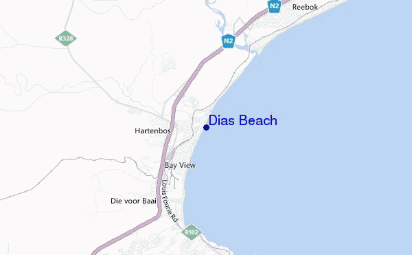 mapa de localização de Dias Beach
