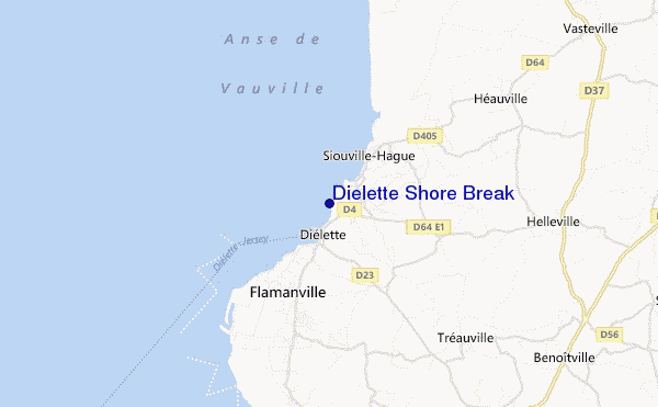 mapa de localização de Dielette Shore Break