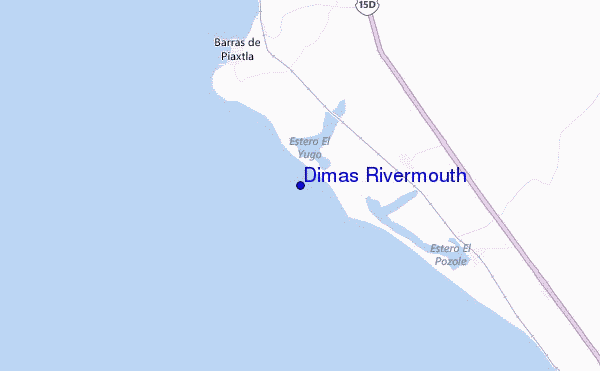 mapa de localização de Dimas Rivermouth