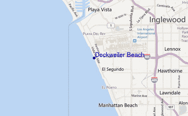 mapa de localização de Dockweiler Beach