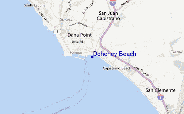 mapa de localização de Doheney Beach