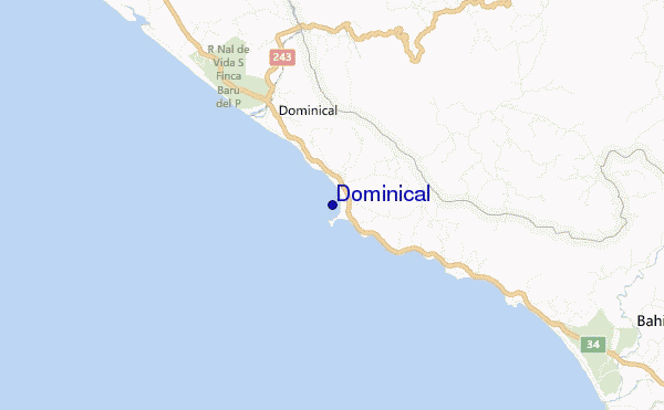 mapa de localização de Dominical