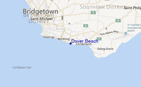 mapa de localização de Dover Beach