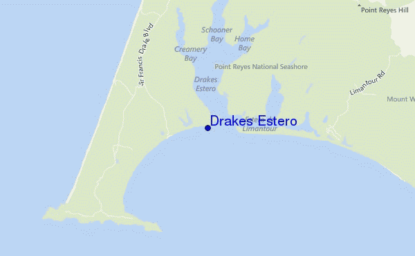 mapa de localização de Drakes Estero