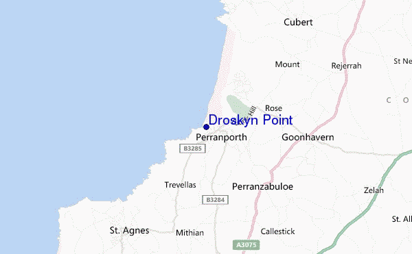 mapa de localização de Droskyn Point