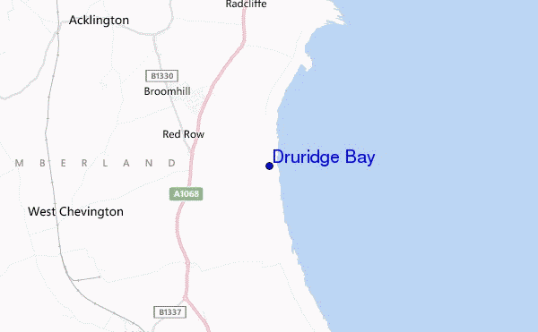mapa de localização de Druridge Bay
