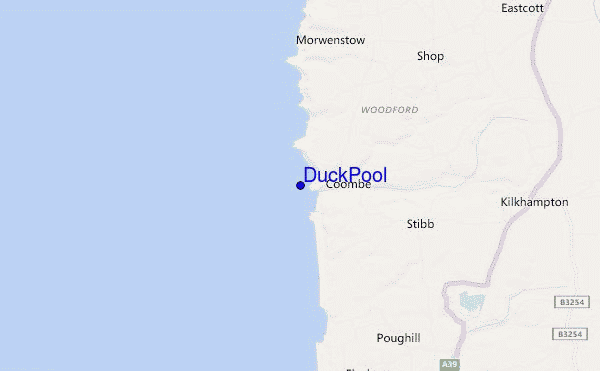 mapa de localização de Duckpool Bay