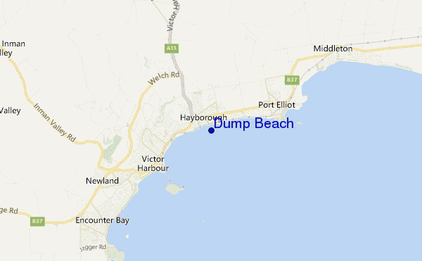 mapa de localização de Dump Beach