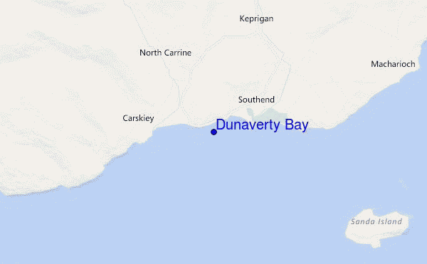 mapa de localização de Dunaverty Bay