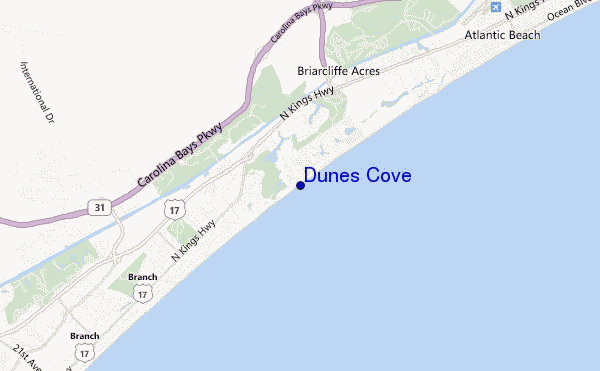 mapa de localização de Dunes Cove