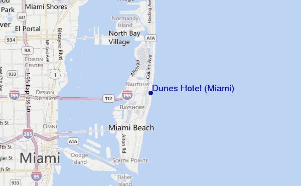 mapa de localização de Dunes Hotel (Miami)