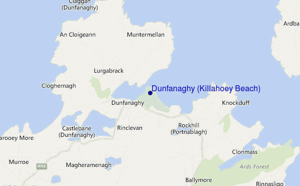 mapa de localização de Dunfanaghy (Killahoey Beach)
