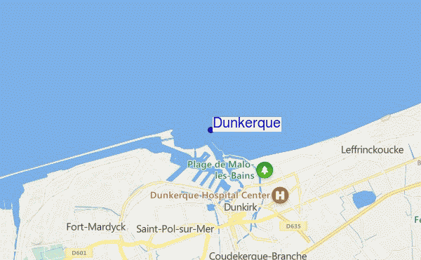 mapa de localização de Dunkerque