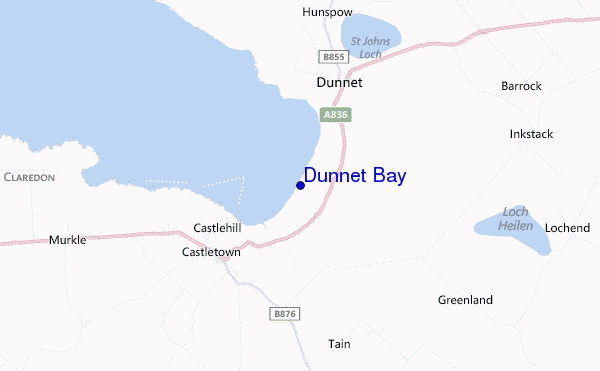 mapa de localização de Dunnet Bay