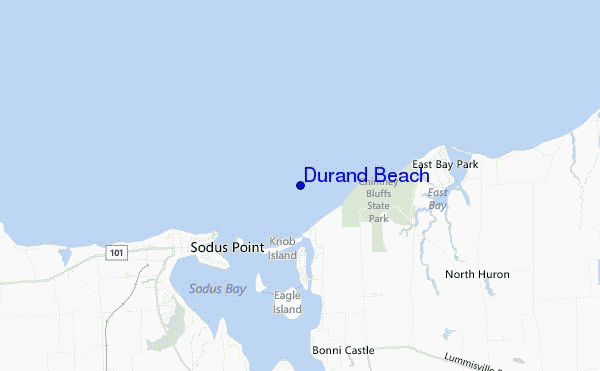 mapa de localização de Durand Beach