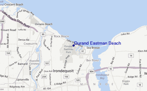 mapa de localização de Durand Eastman Beach